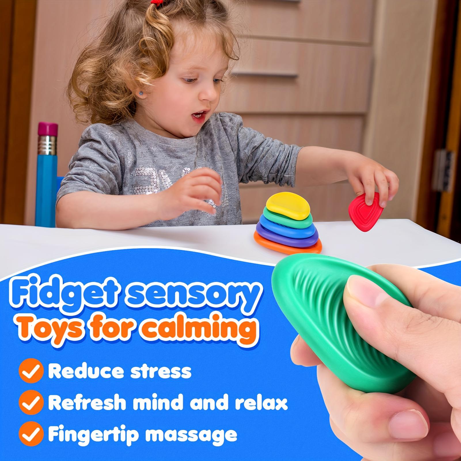Fidget Toys Sensory Stone for Kids: 6 Pack Sensory Bundle Textured Soft Worry Stone for Autism Kids - Fidget Stress Calming Toys for Students Anxiety Relief - Small Prizes Fidget Toys for ADHD Calssroom Prize