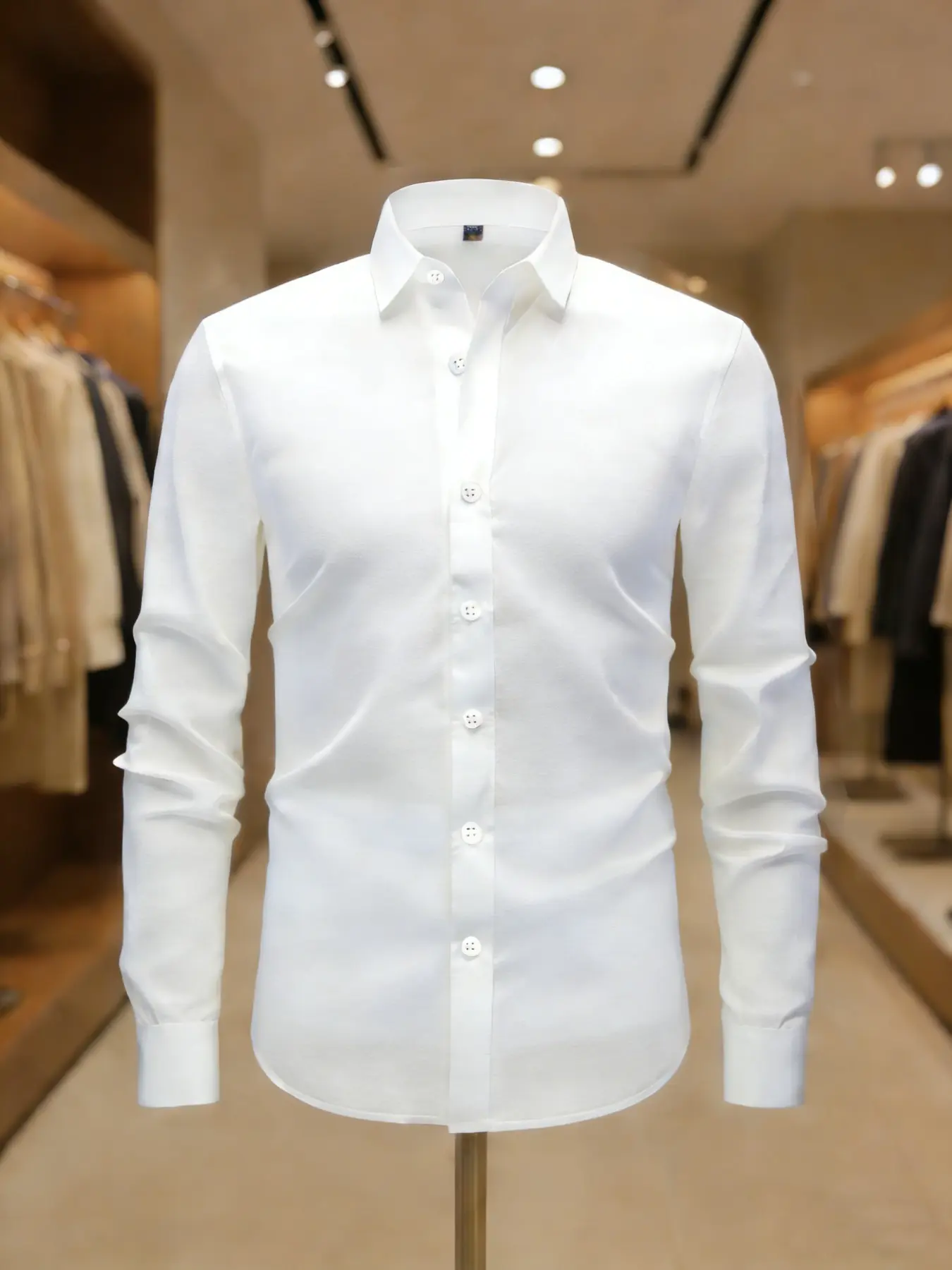 Men's Casual Fitted Thin Woven Fabric Plain Long Sleeve Shirt, Perfect for All Seasons, Ideal for Commuting & Home Wear, Tops, Casual Apparel