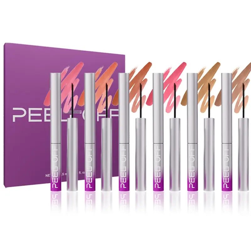 Long Lasting Peel Off Lip Stain Lip Color Pen 6 Colors with Precision Tip All Day Wear Water Resistant Transfer Resistant