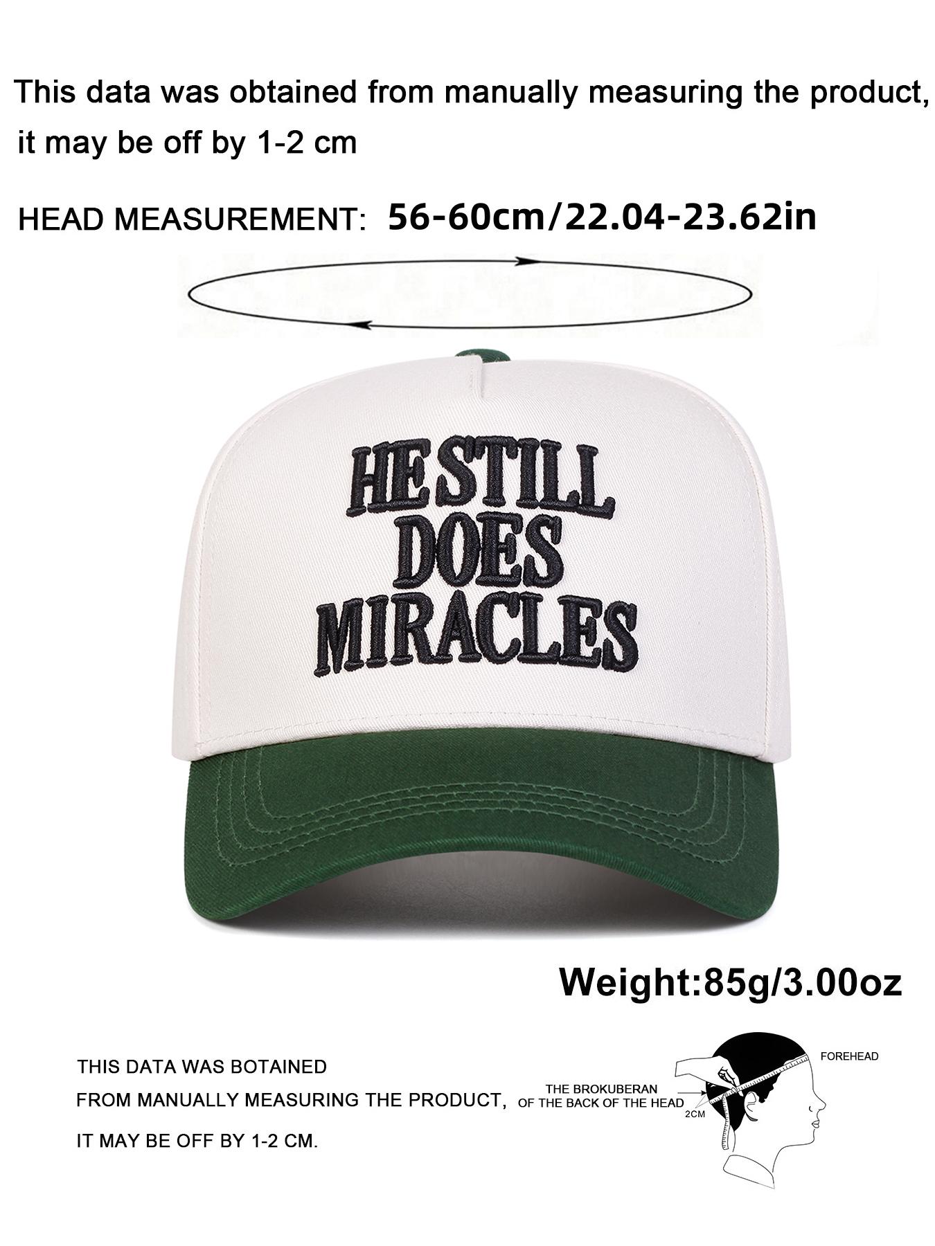 Unisex Miracles Embroidered Baseball Cap, Snapback Hat, Adjustable Outdoor Sun Protection Hat, Casual Fitted Design for Spring & Fall Travel