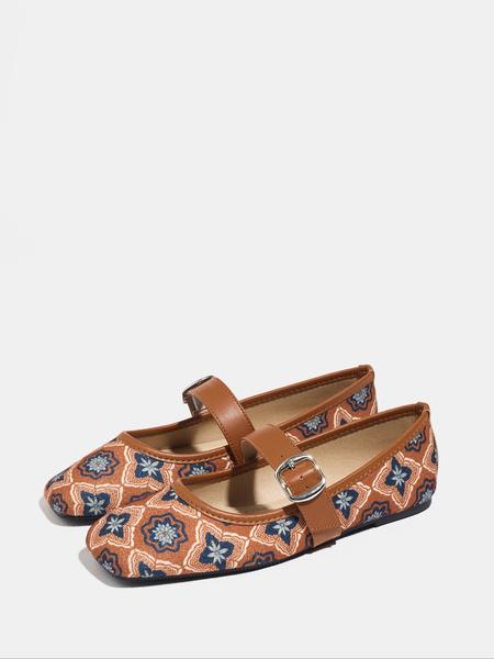 Women's Fashion Flat Shoes Square Toe Buckle Strap Low Heel Vintage Comfortable Mom Dance Mary Jane Shoes