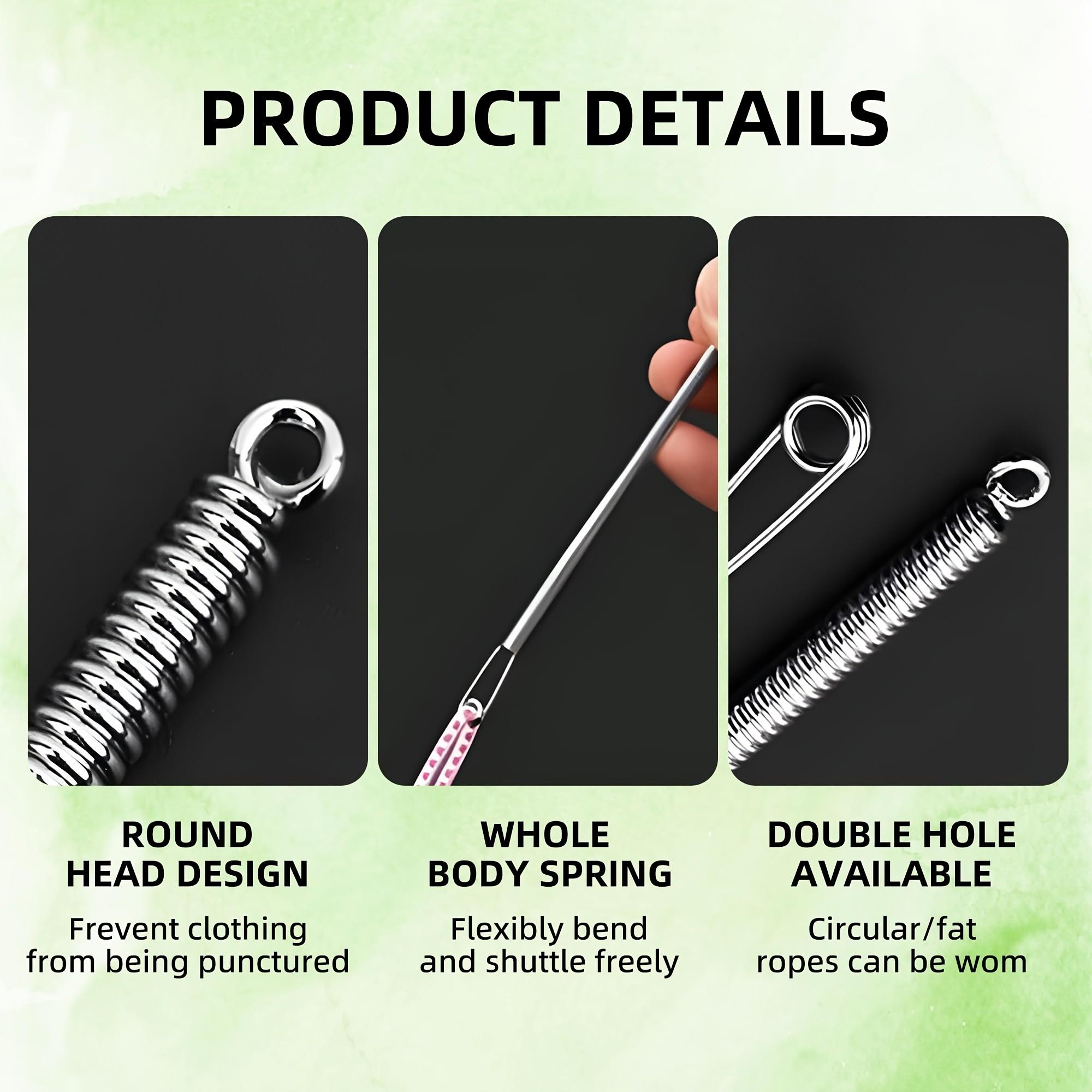 Spring Loaded Drawstring Threader Tool 4pcs, Stainless Steel Elastic Cord Rope Repair Clip, Easy DIY Replacement for Pants Hoodies Sweatpants Shorts