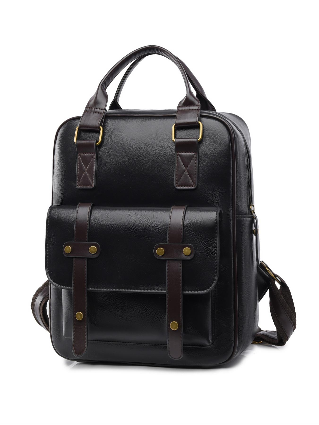 1 Piece Solid Color Backpack with Adjustable Strap, Fashionable Large Capacity School Bag for Women & Girls, Vintage Backpack Bag for Commuters and Students