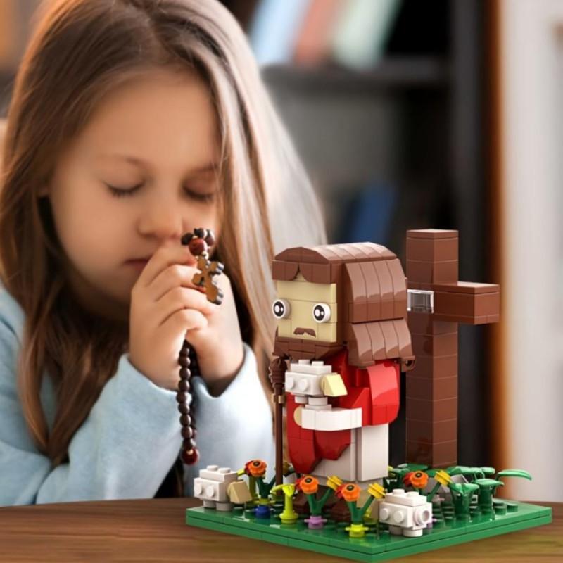 2026 Top Selling Ideal Toy Gift, Easter Gift 354 Pieces Religious Shaped Building Blocks Set, Shepherd Lamb Jesus, Perfect Desktop Display Gift