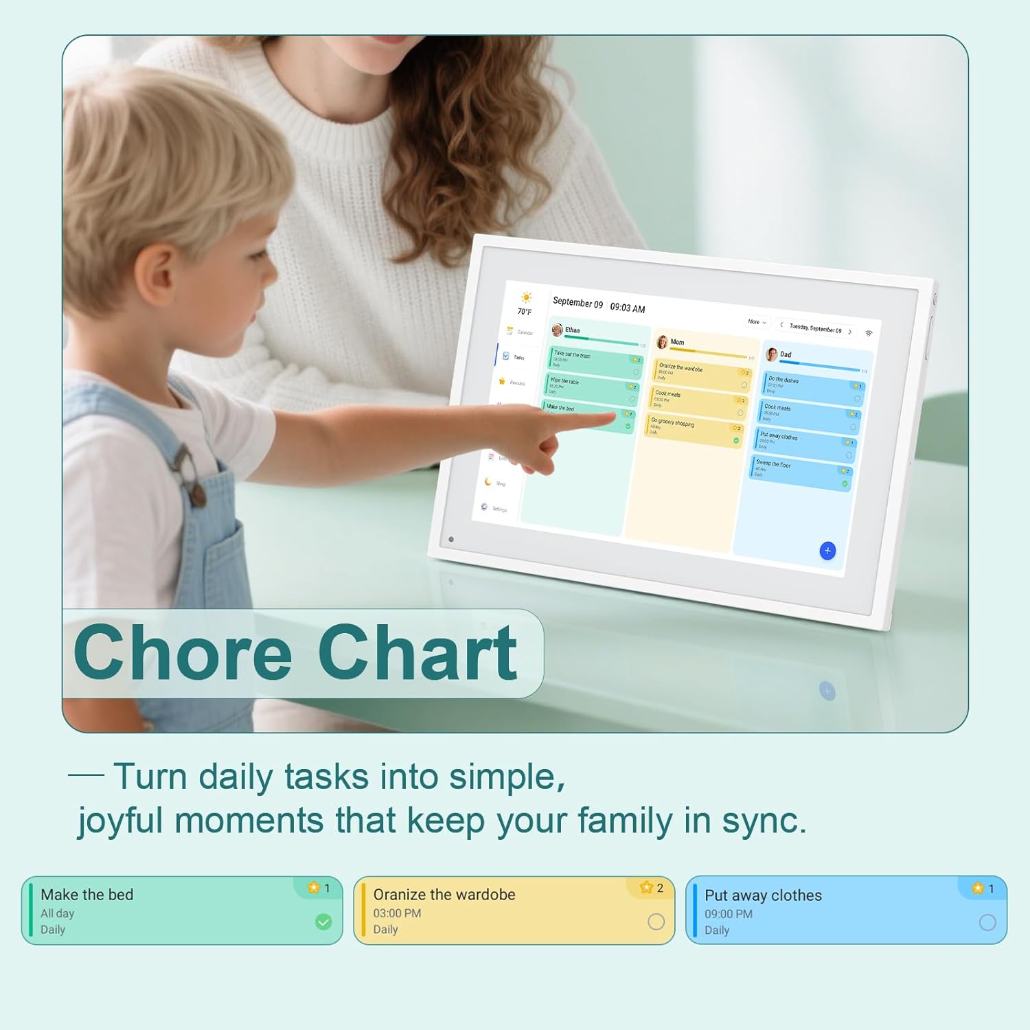 Digital Calendar, 10.1inch  WiFi Digital Calendar&Chore Chart,  Screen  Display for Family Schedules, Share Moments Instantly from Anywhere, Gifts for Women Mom