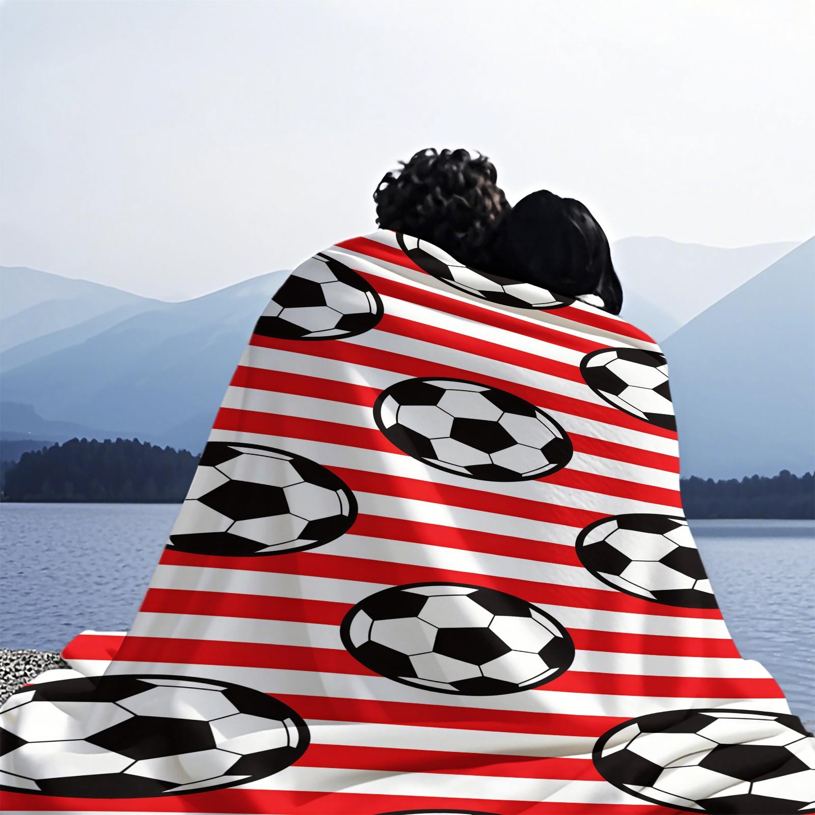 Football Pattern Blanket, Suitable For Daily, Festival, And Birthday Gifts For Children And Adults. Soft, Warm, And Lightweight Plush Blanket, Perfect For Decorating Beds, Sofas, Cars, And Rooms