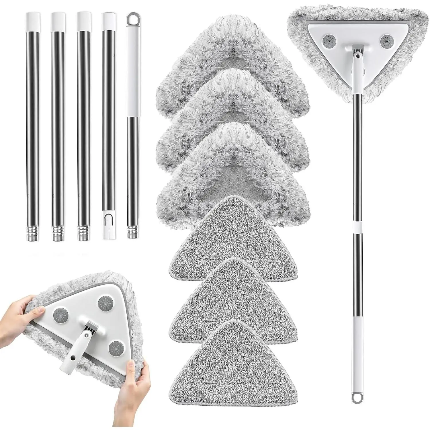 3 in 1 Professional Window Squeegee for Home, 78" Window Cleaning Kit with Extension Pole, Tall Wall Cleaner Mop with Long Handle for Outdoor & Indoor Use