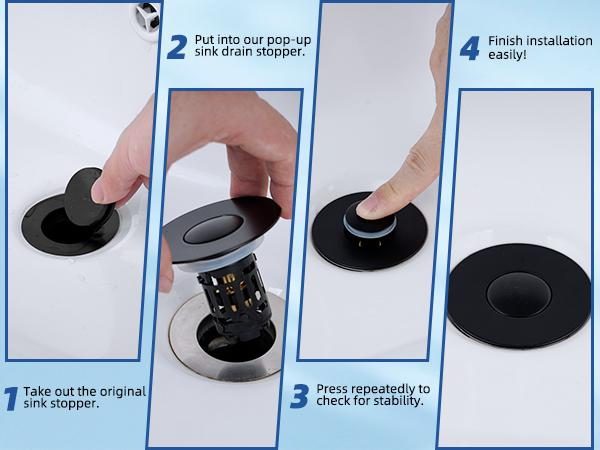 Hibbent Upgraded 3 in 1 Bathroom Sink Drain Strainer, Universal Pop Up Stopper, Removable Stainless Steel Filter Basket Hair Catcher, Sink Plug for 1.1''~2.36'' Basin, Brass Bullet Core, Matte Black