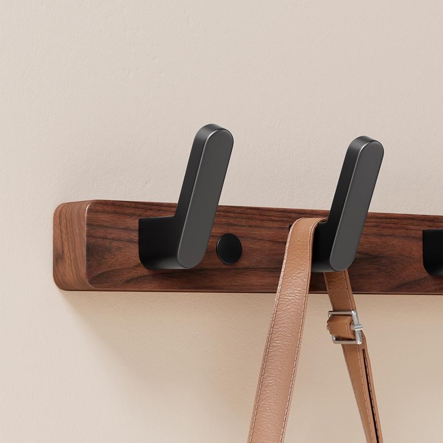 Walnut Wood Door Back Hook, Large Clothes Backpack Hat Bag Holder, Wall Mounted Fixed Bathroom Hanger, Entryway Hanging Rack