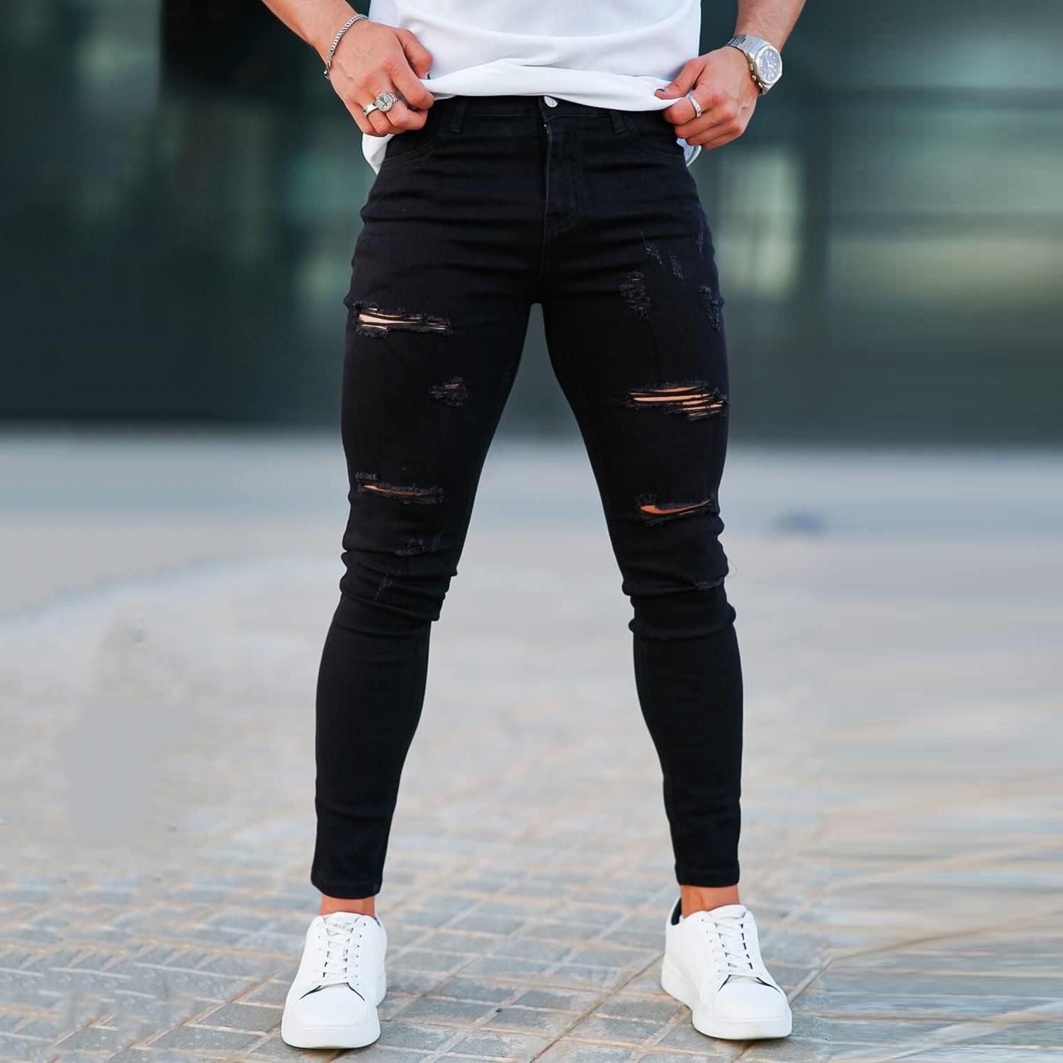 GINGTTO Men's Skinny Jeans Stretch Ripped Tapered Leg