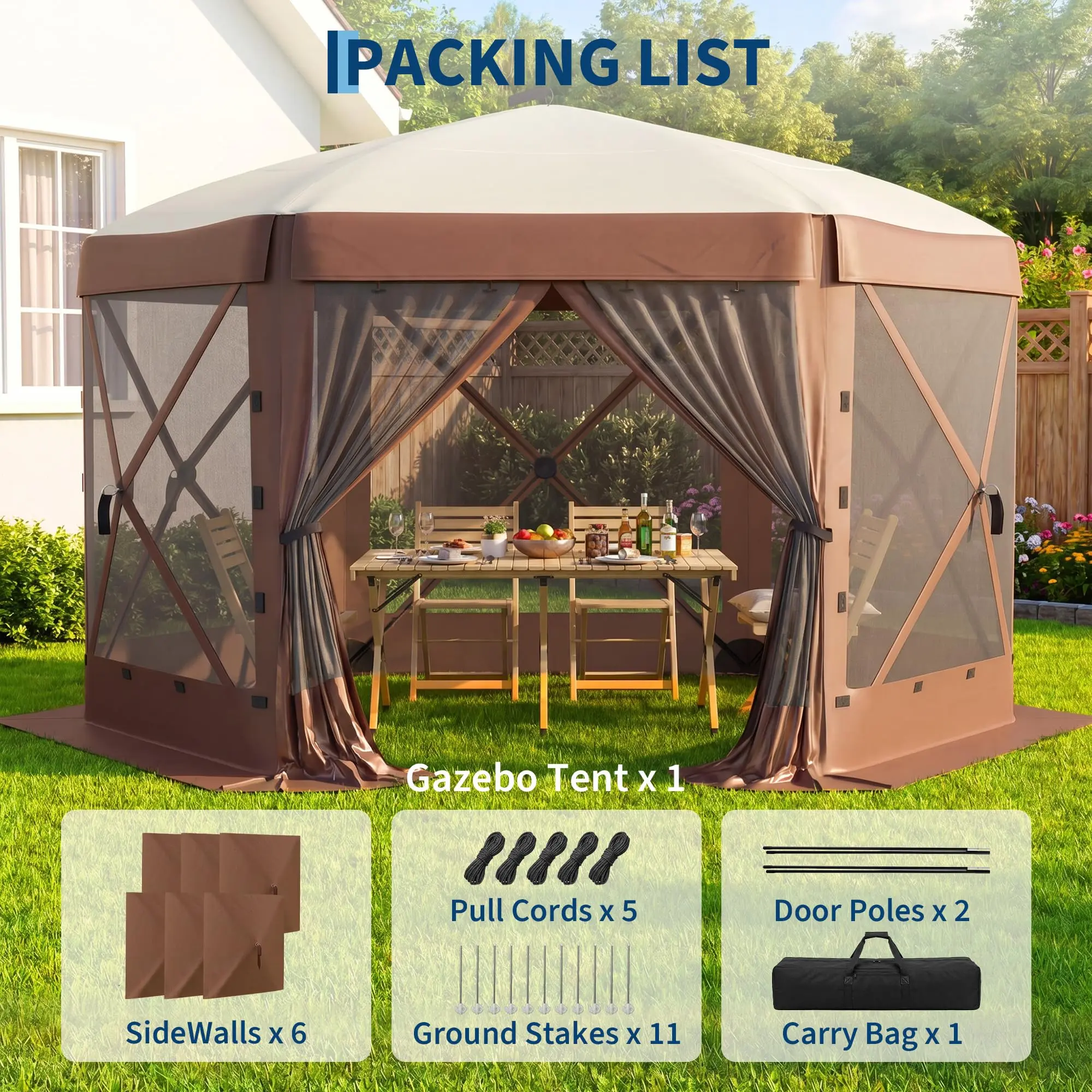 10x10 Pop-Up Screen Tent Canopy - Screened Shelter with Mesh Panels - Bug Netting Outdoor Screen Room - Camping & Hiking, Portable Collapsible w/ Carry Bag