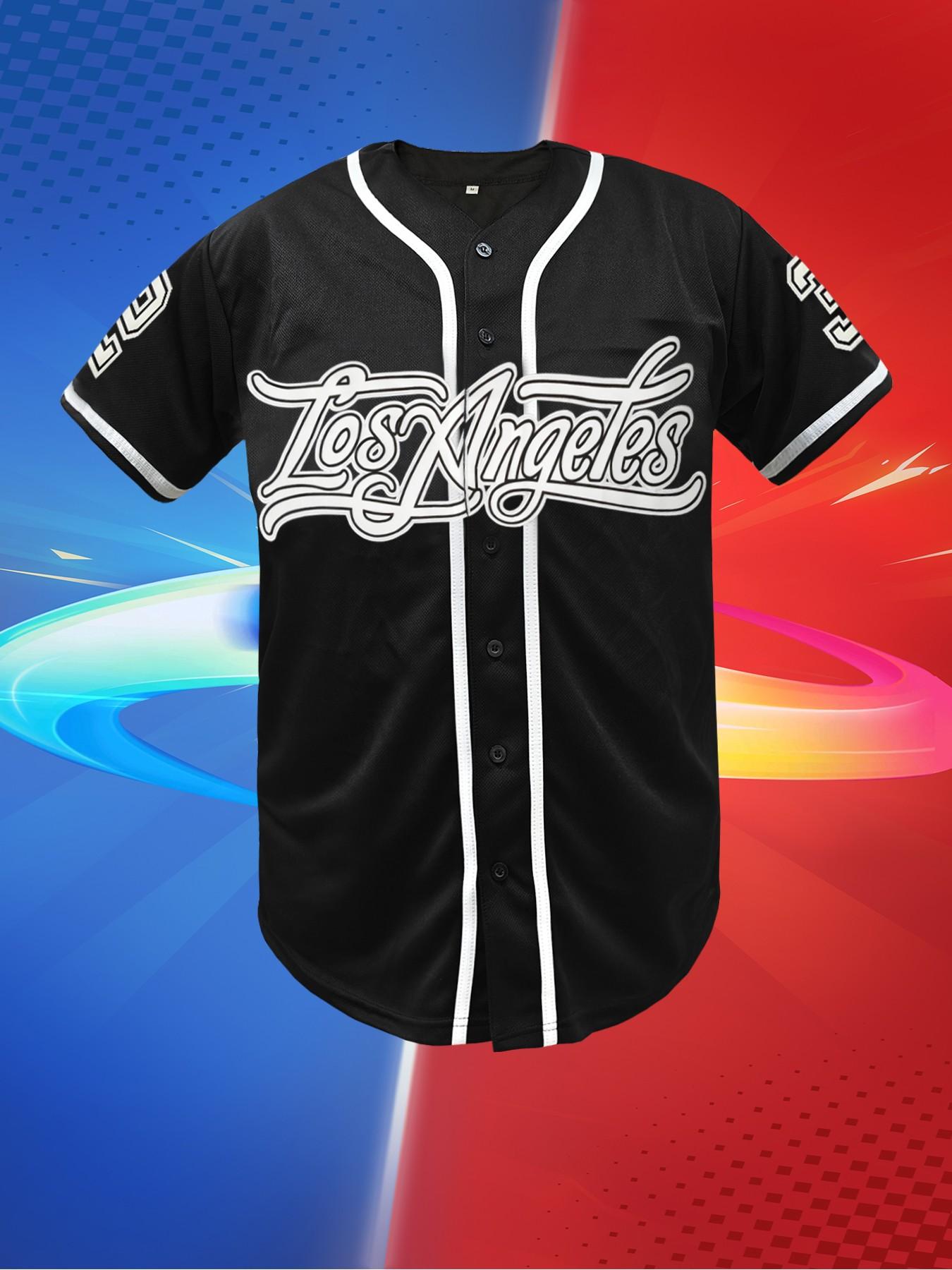 Los Angeles Baseball Jersey for Men Women, Vintage Short Sleeve Button Down Baseball Shirt, Unisex Casual Athletic Hip Hop Streetwear Summer Tops