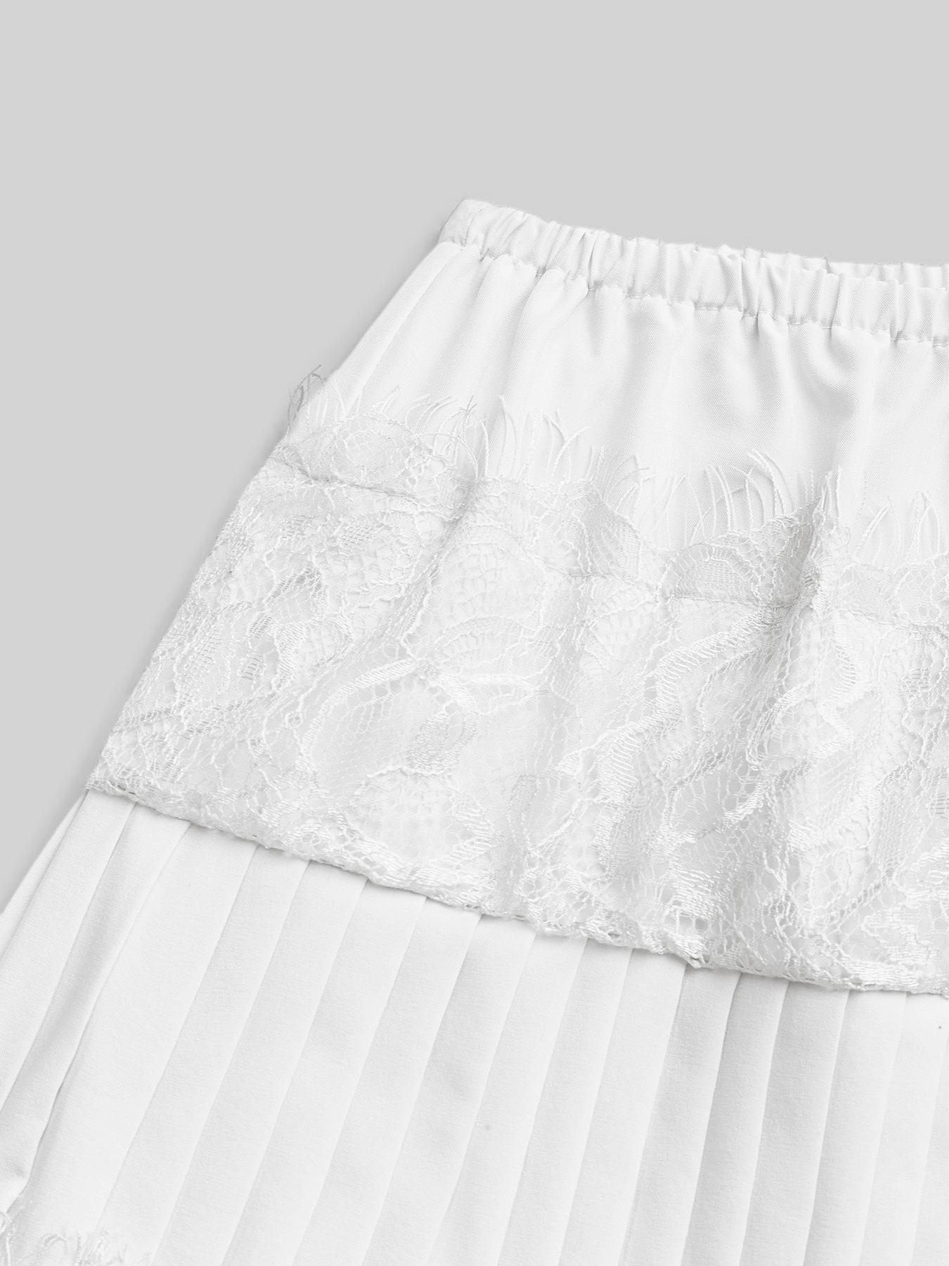 1 piece Women's Lace Patchwork Ruffle Short Skirt, Elegant Sweet Style, Long Leg Look, Perfect for Casual & Party Wear