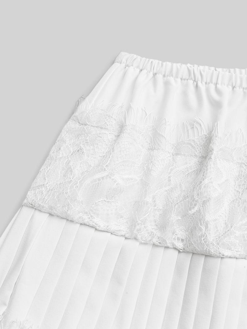 1 piece Valentine Women's Lace Patchwork Ruffle Short Skirt, Elegant Sweet Style, Long Leg Look, Perfect for Casual & Party Wear