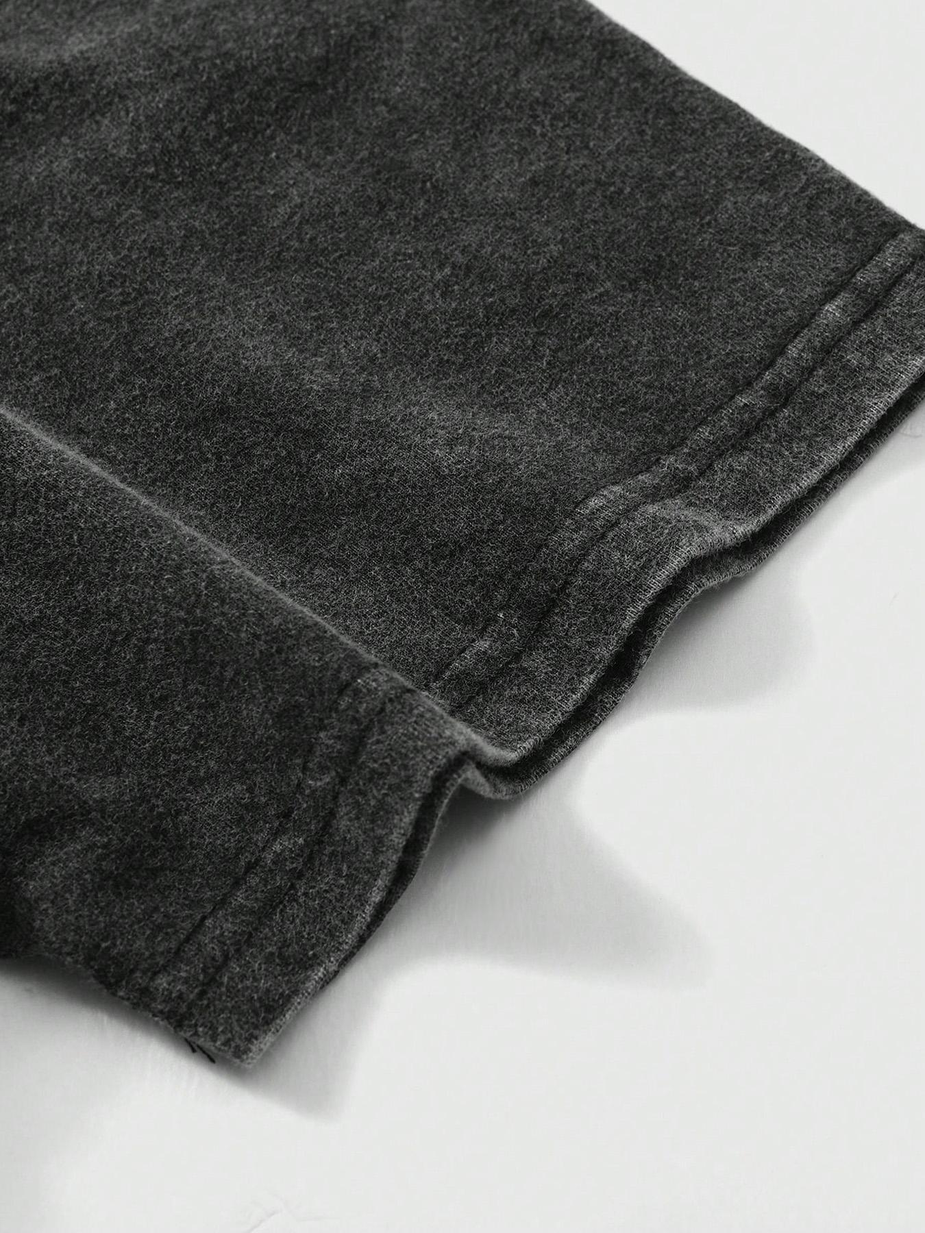 Unisex Vintage Washed Religious Quote Short Sleeve T-Shirt, 100% Cotton, Dual Layer Graphic Letter Print, Casual Streetwear