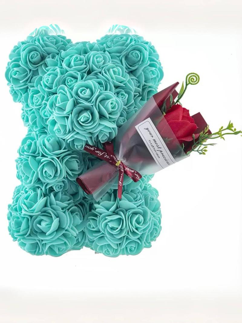 Handmade Eternal Flower Rose Teddy Bear Gift Box, Ideal for Couples, Valentine's Day, Anniversary, Birthday, Halloween, Christmas