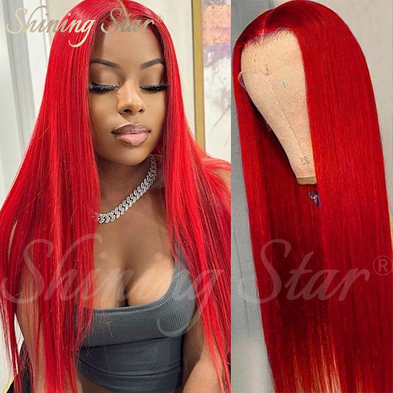Peruvian Straight Hair Burgundy Lace Front Wig Human Hair Wigs for Women 99J Red Blonde Colored Wigs 180% Density 13*4 Human Hair Deep Part Wig on Sale