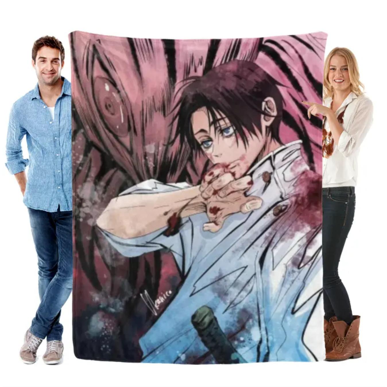 Jujutsu Kaisen Inspired Anime Blanket Featuring Gojo Satoru Toji Fushiguro Yuji Itadori Yuta Okkotsu Ultra Soft Flannel Throw Blanket Cozy Lightweight for Sofa Bed Couch Travel All Season Gift for Anime Fans Birthday Christmas Jujutsu Kaisen Inspired Anime Blanket Featuring Gojo Satoru Toji Fushiguro Yuji Itadori Yuta Okkotsu Ultra Soft Flannel Throw Blanket Cozy Lightweight for Sofa Bed Couch Travel All Season Gift for Anime Fans Birthday Christmas