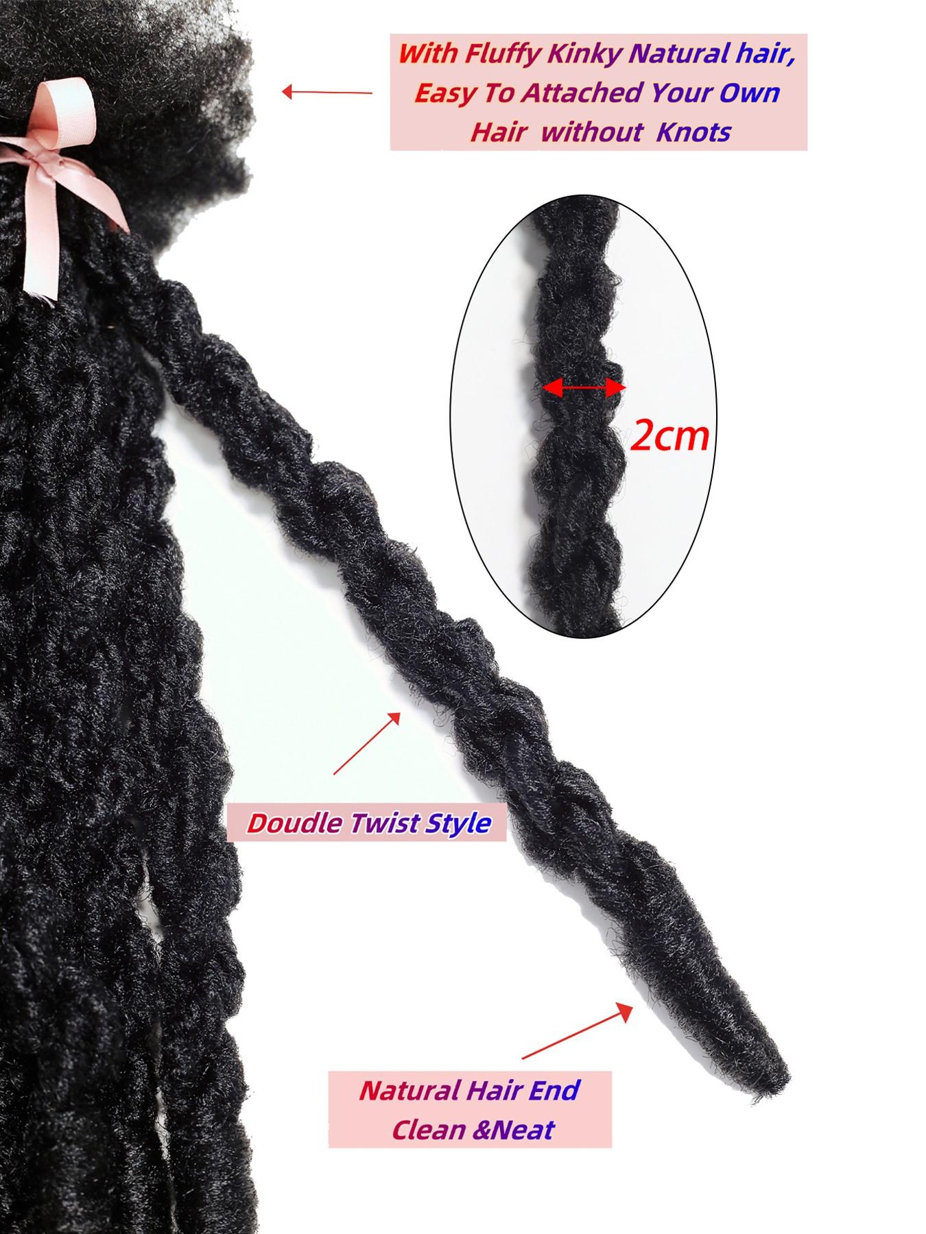 Double Twist Men's Crochet Hair Extensions, 14 Inches, 12 Pieces, Lemon Braid Style, Stylish and Versatile Hair Accessories