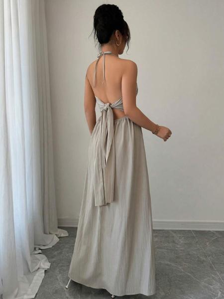 Women's A-Line Dress with Adjustable Straps, Stylish Lace-Up Detail for Summer, Casual Elegant Fashion for Women