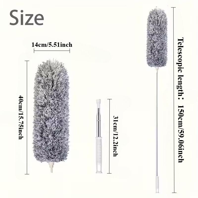 Extendable Microfiber Dusting Brush, Microfiber Ceiling Fan Duster with Bendable Head, Reusable & Washable, Ideal for High Ceilings, Home, Car, Patio, Battery-Free, Durable Stainless Steel Handle, Efficient Dust Removal, Ergonomic Design