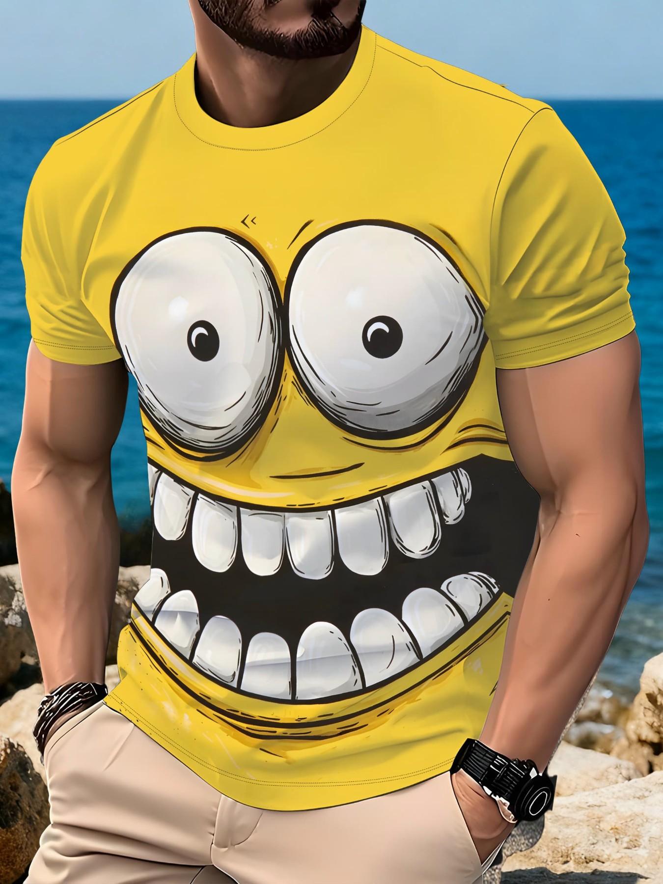 American Style Parent-Child Cartoon Print T-Shirt, Summer New Simpson Design, Loose Breathable Short Sleeve Top, Casual Outdoor Wear