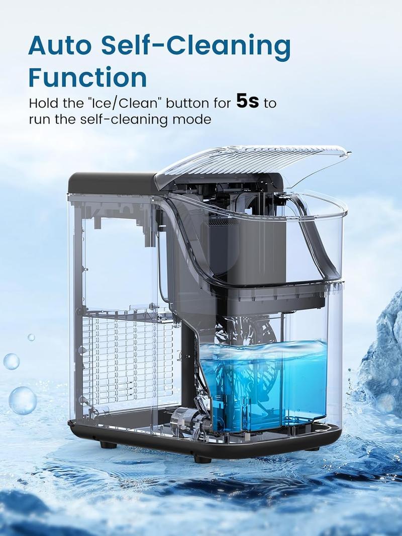 Nugget Ice Maker Countertop, Soft Chewable Nugget Ice Cubes Machine, One-Button Quick Ice Making 34Lbs/Day, Self-Cleaning, Portable Stainless Steel Ice Machine Nugget Ice Maker Countertop, Soft Chewable Nugget Ice Cubes Machine, One-Button Quick Ice Making 34Lbs/Day, Self-Cleaning, Portable Stainless Steel Ice Machine