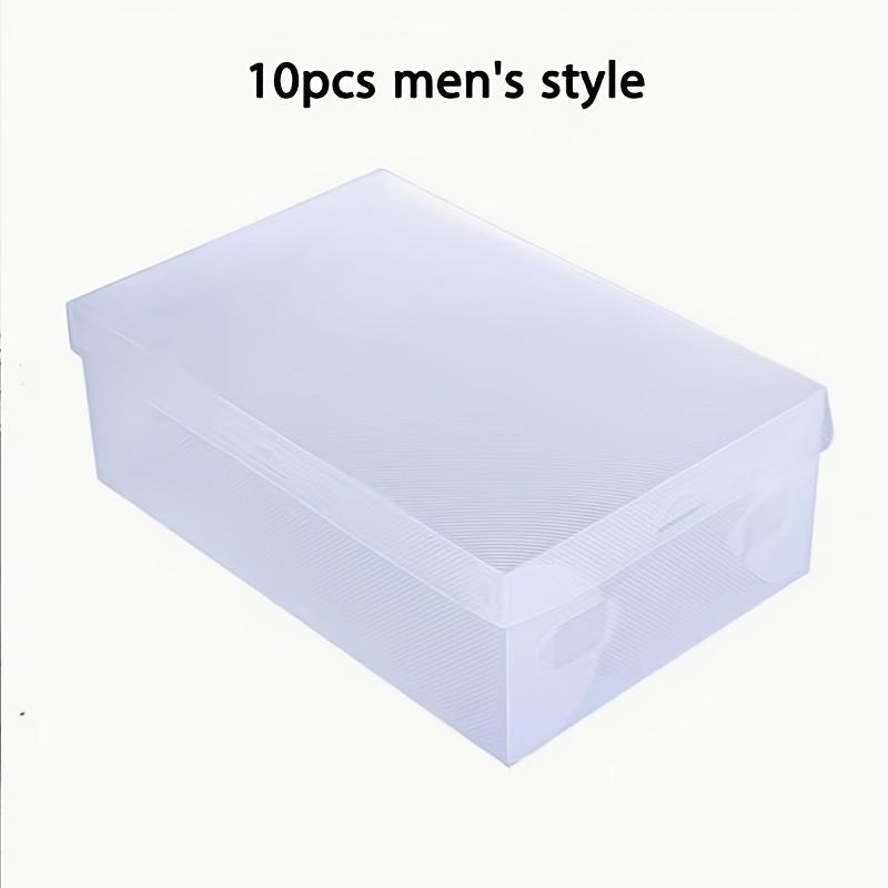 10 Transparent Plastic Shoe Boxes with Lids, Stackable, Waterproof, Ventilated, Clear Rectangular Design, Home & Retail Use, Durable Structure