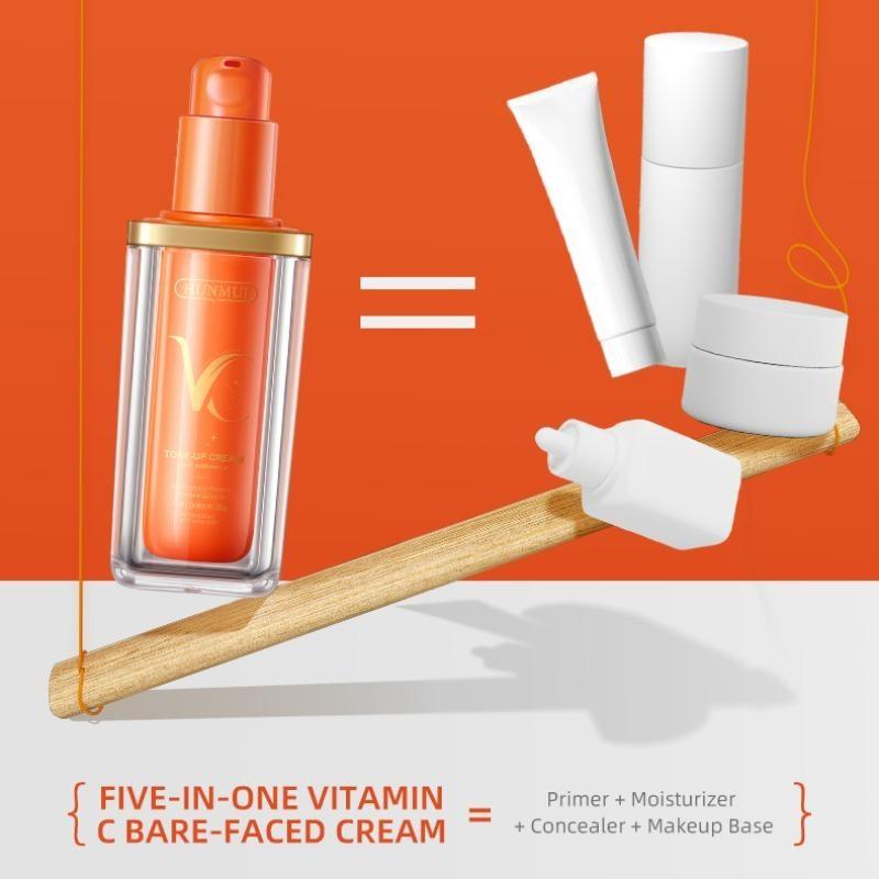 Five-Layer Vitamin C Cream, Lightweight Moisturizing Brightening, VC Isolation Cream, Concealer & Makeup Base, Multi-Bottle Value Pack