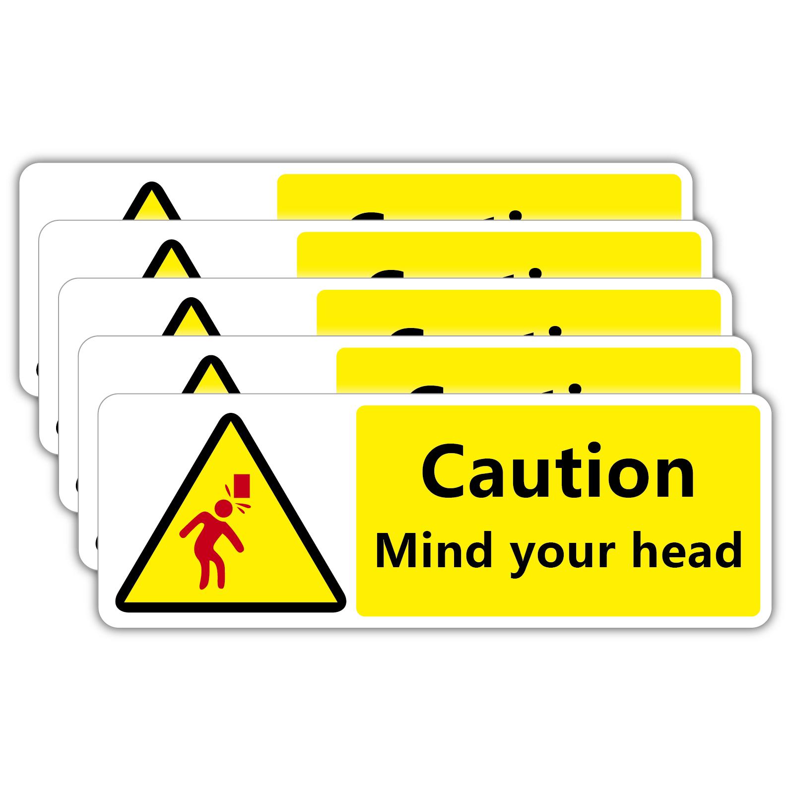 5pcs Safety Warning Stickers, Background Text, Self-Adhesive Collision Prevention Labels, Waterproof Pet Material