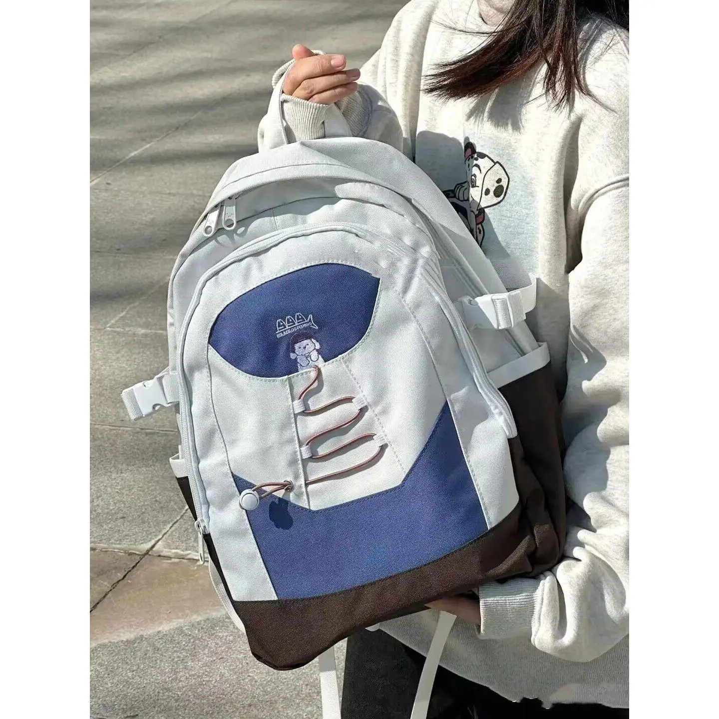 Causal White Backpack Student School Bag for Girl Korean Style Preppy Schoolbag Women's Travel Bag Large Capacity Waterproof New