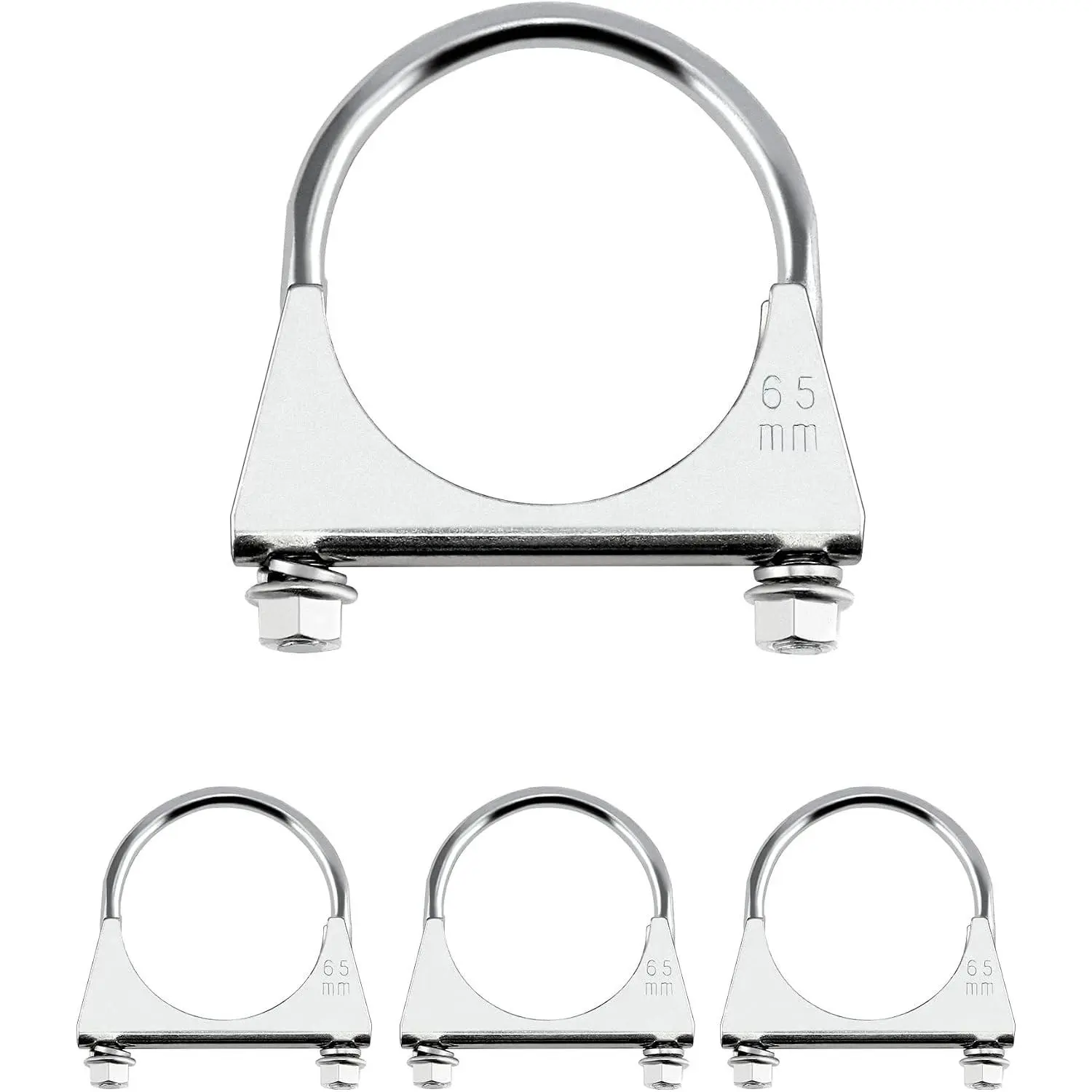 Zinc-Plated Carbon Steel U-Bolt Clamp 2.5" – 4 Pack Fits 2.5" OD Pipes for Exhaust, Muffler & Gate Connection Heavy Duty