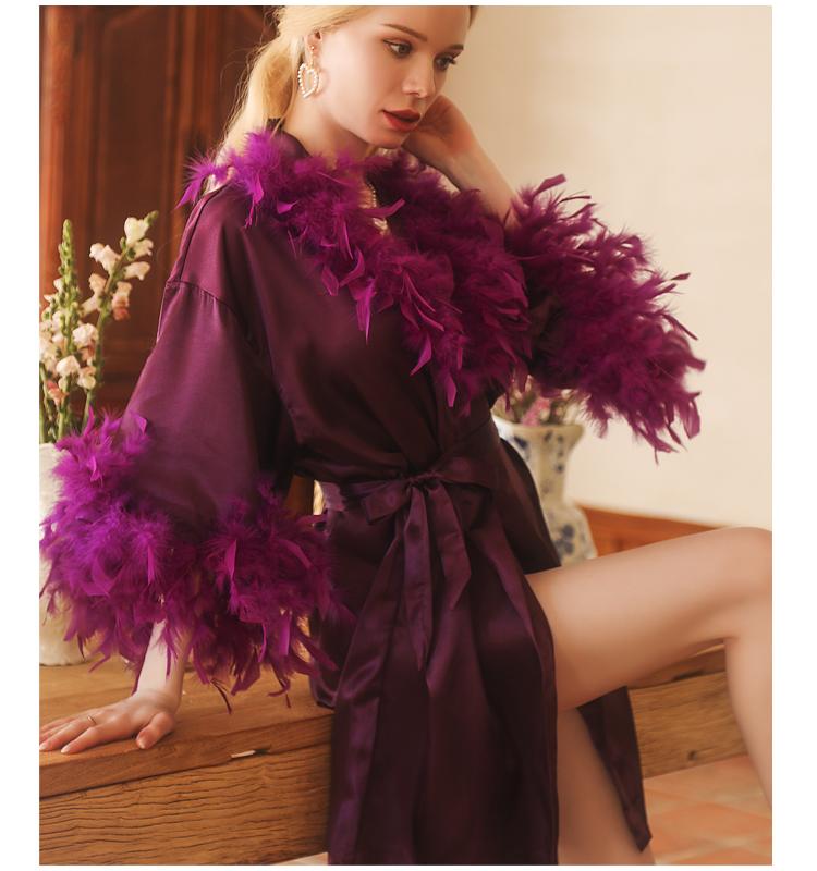 Elegant Feather Bride Robe Personalized Name and Date Robe Bride Bridesmaid Bathrobe Birthday Party Gown Add Any Text Robe