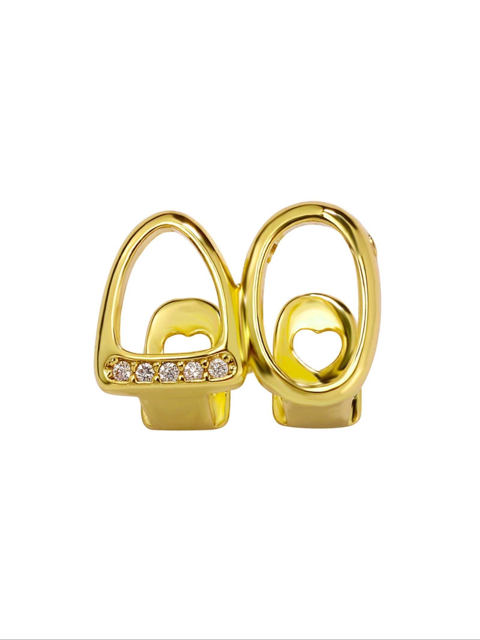 CRUSH CR 18K Gold Plated Open Face Dual Tooth Grillz, Gold/Silver Options Perfect for Y2K Aesthetic Outfits, Brunch Dates Daily Commutes,  Music Festivals, Club Nights TikTok Photoshoots,  Galentine’s Birthday Gift Lightweight Comfortable for All-Day Wear