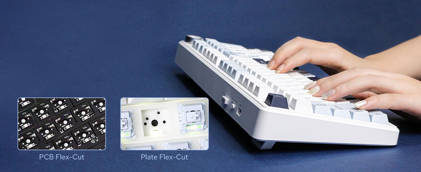 (NEW)Aula F99 Pro Mechanical Keyboard, Hot Swappable Custom Gaming Keyboard, Tri-Mode BT5.0/2.4GHz/USB-C Creamy RGB Keyboard with Numpad PBT Keycaps Multifunction Knob for MAC PC Gamer - Blue