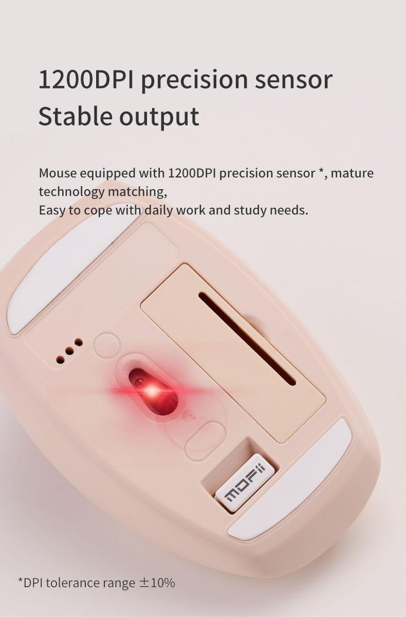 MOFii 1 Set Wireless Keyboard and Mouse Combo, Silent for Girls Office, Milk Tea Color Round Keycaps, Universal for Laptop/Desktop, US Qwerty (Batteries Not Included)