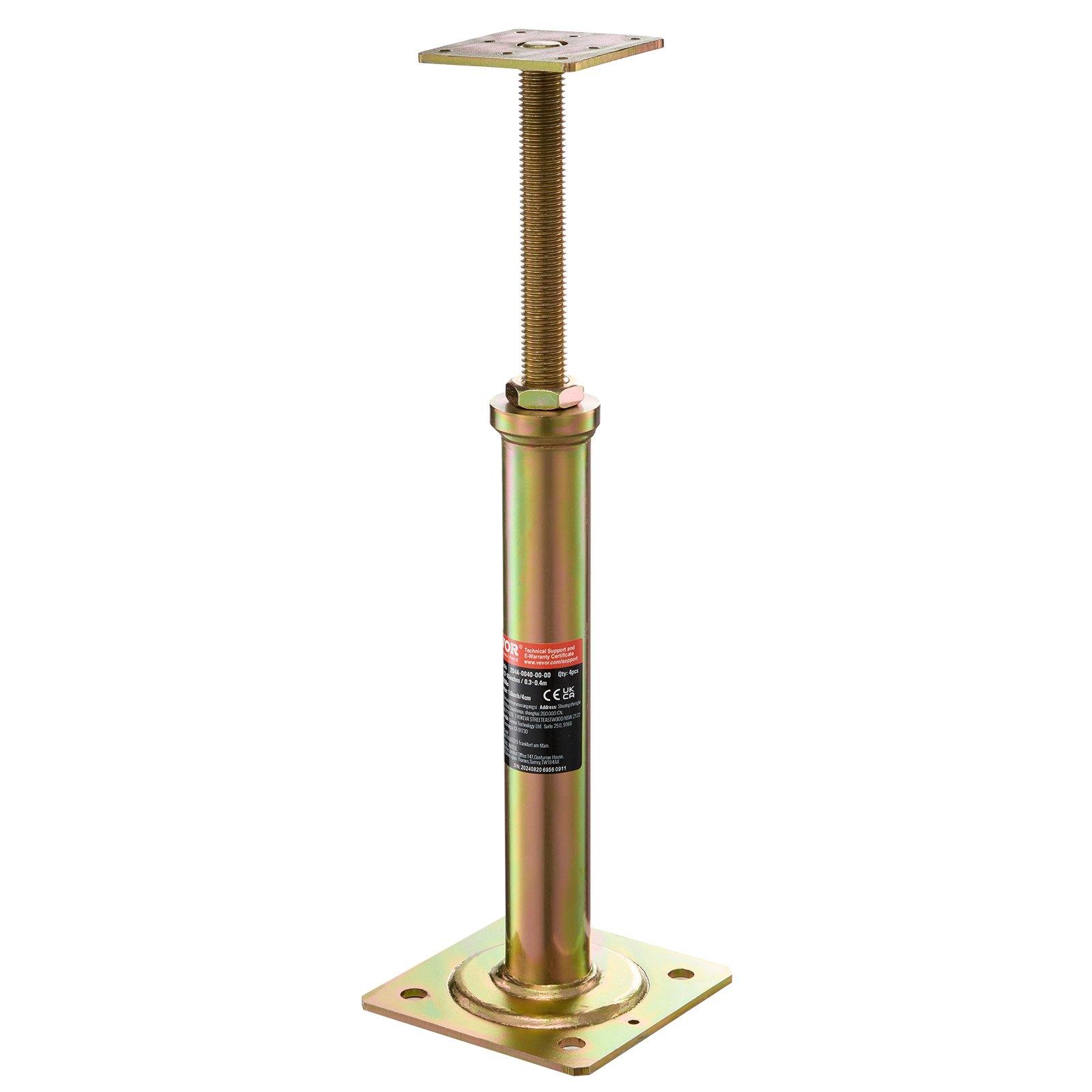 VEVOR House Floor Jacks, 4 Pack, 11.6"-16" Height Range, 2500 lbs Max Load Capacity Per Unit, Adjustable Support Beam Basement Jack Post for Leveling, Galvanized Telescoping Jack for Temporary Support