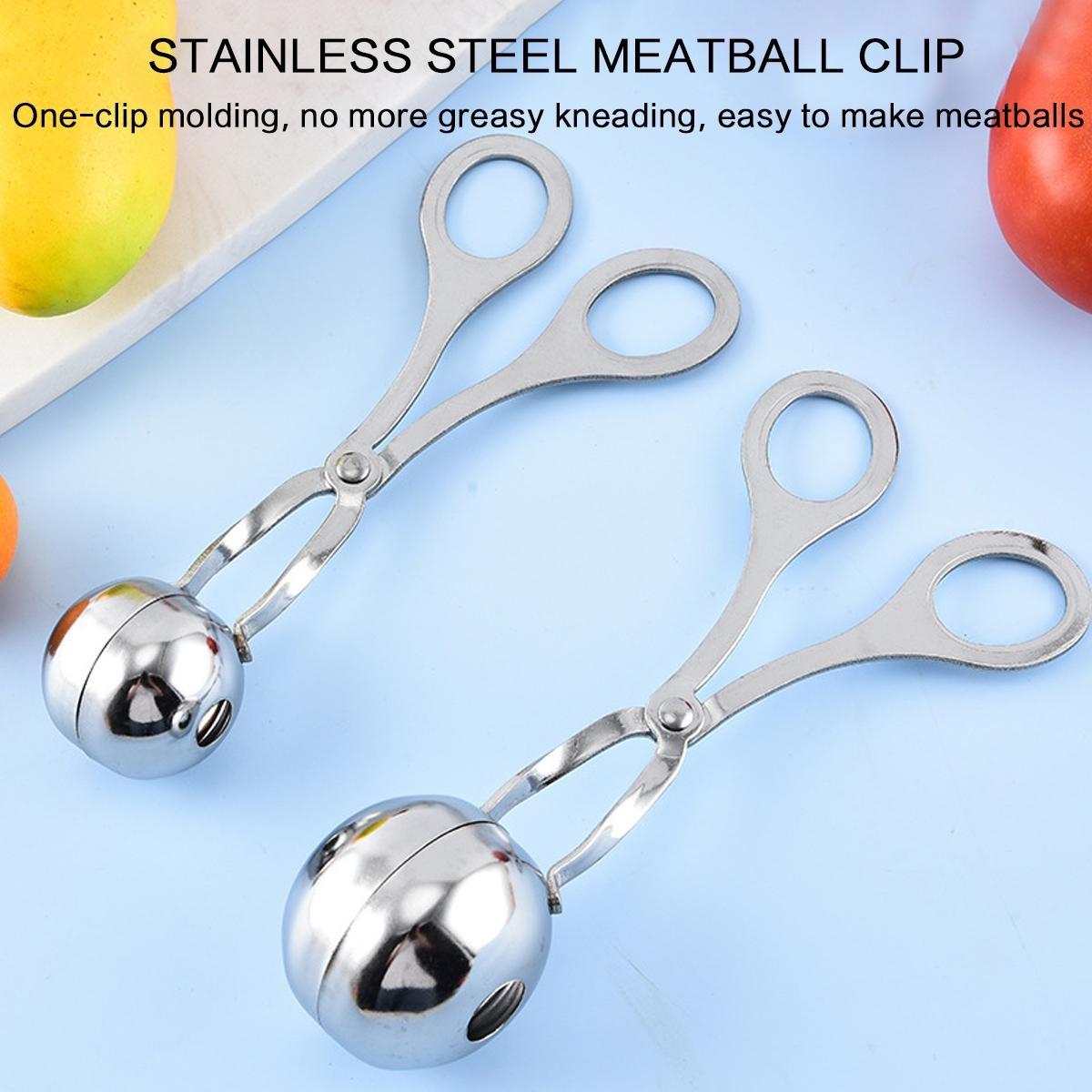 Portable Stainless Steel Multi-Function Ball Maker Tool, S/L Sizes for DIY Fish Ball Rice Ball Ice Cream Scoop Mold, Kitchen Cooking Handheld Accessory