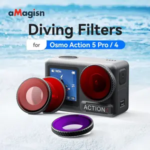 for DJI Osmo Action5Pro/4/3 Diving Filter, Multi-Coated/Optical Glass/Aluminum Alloy Frame, Perfect Camera Accessory for Outdoor Water Sports and Summer Holiday Travel Beach Party, Lightweight Buckle Design | Easy Installation | Creative Underwater Filter