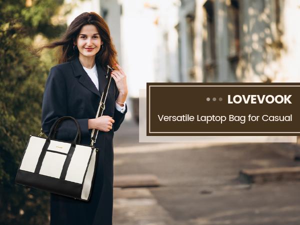 LOVEVOOK Canvas Laptop Tote Bags for Women,15.6 inch and 17.3 inch Large Professional Teacher Work Bag Purse，Lightweight Computer Bag Briefcase Business Office ,TikTokShopStockUp