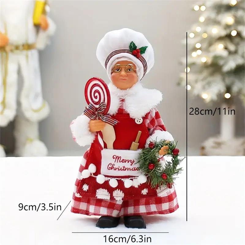 Festive Christmas Chef Grandparents Nutcracker Decoration Ornaments Decor, 12 Inch Santa & 11 Inch Old Chef Figurines, Holiday Table Display