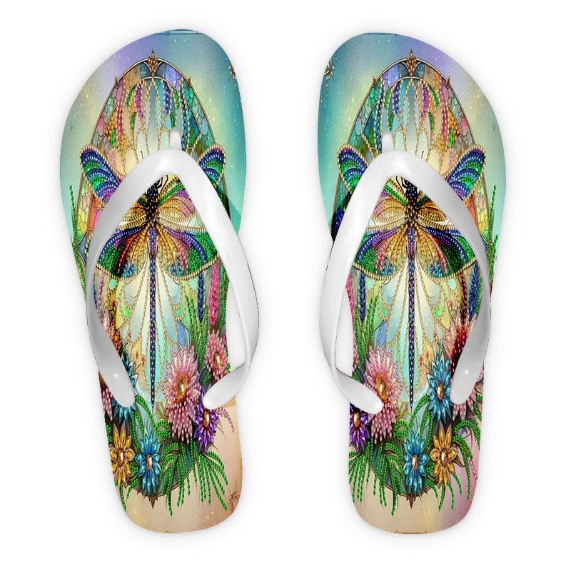 Women'S Fashion Flip Flops, Dragonfly And Floral Jeweled Design, Multiple Colors And Sizes Available, Comfortable for Daily Wear, Stylish Summer Sandals with Intricate Gem-Like Details, Trendy Ladies' Beach And Casual Shoes, Women Shoes