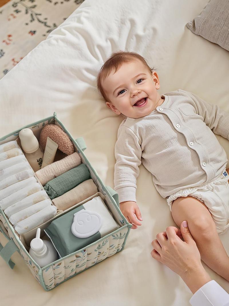 Baby Diaper Caddy - Large Organizer Tote Bag for Newborn essentials Boy or Girl - Baby Shower Basket - Nursery Must Haves - Registry Favorites - Newborn Caddie Car Travel