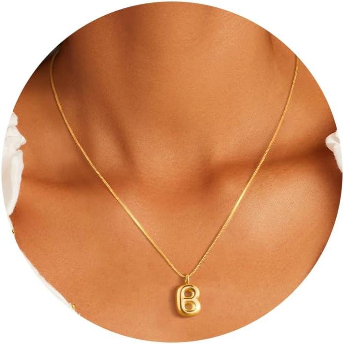 Dainty Balloon Bubble Letter Necklace Gold Plated Alphabet Pendant Choker Trendy Cute Personalized Monogram Name Jewelry For Teen Girls Gift Dealsforyoudays