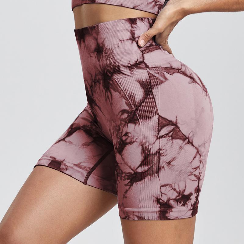 CHRLEISURE 6-Piece Set Of High Waisted Cycling Shorts Yoga Shorts, Solid Color Tie Dye Combination, Summer Cycling And Sports Yoga Shorts Combination Gymshorts Workout