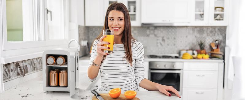 Antarctic Star Mini Compact Refrigerator with Gaming Light, 4L Capacity/6 Cans Portable Mini Fridge, for Bedroom,Car,Office and Dorm, Small Cooler for Cosmetics, Beverage and Food, White