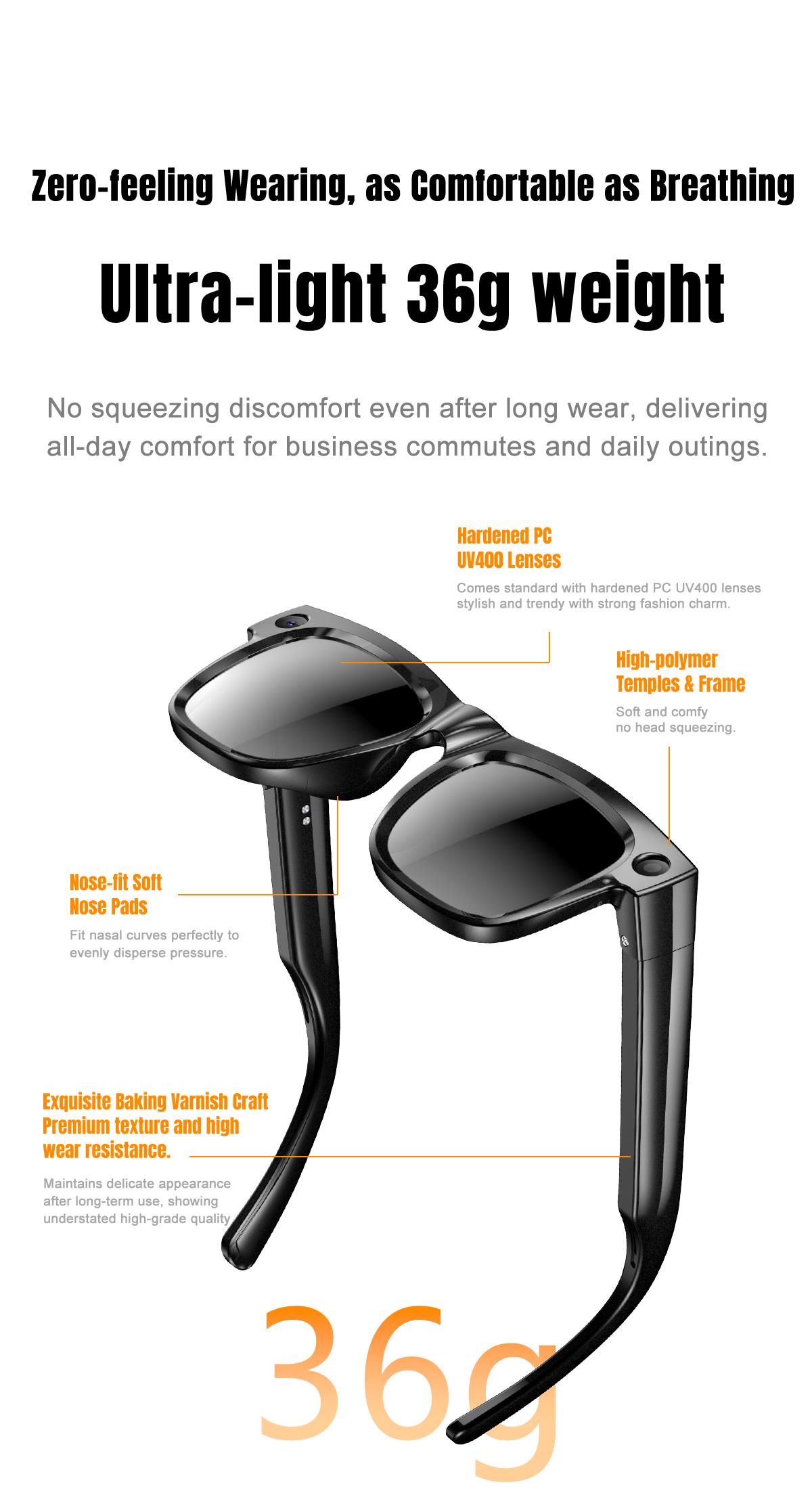 Women's AI Glasses, Wearable Tech Glasses, 8MP Camera, Hands-free Video Recording, 4GB Memory Build-in(No TF Card Need), 290Mah Battery, AI Multi Languages Translation, Wireless Translation Glasses, Bluetooth Calling, HiFi Audio, Music Control