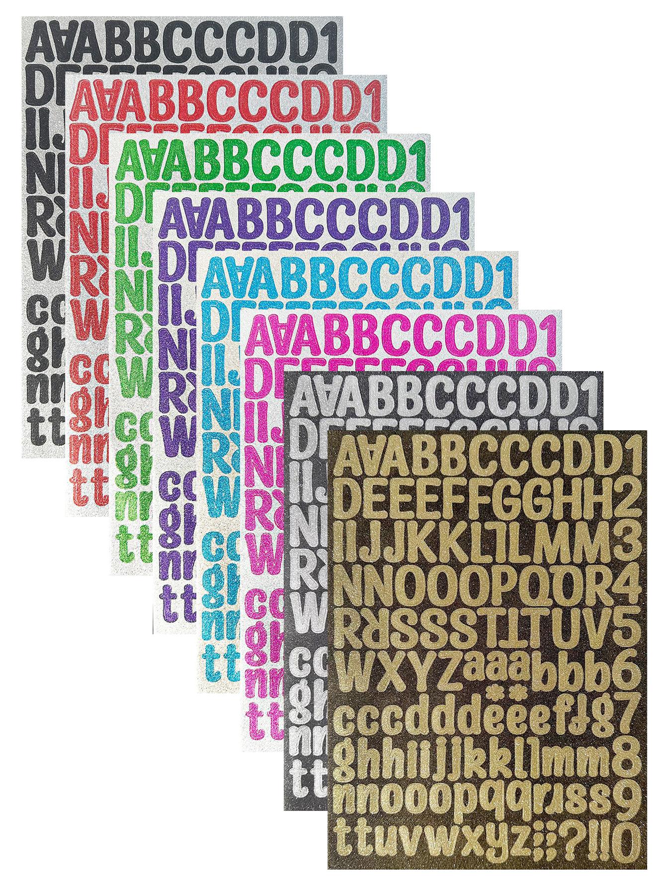 8 Letter Stickers, 8 Colors Alphabet Number Stickers, Shiny Gold Silver Letters, Christmas Gift, DIY Crafts, Scrapbook, Envelope, Card, Sign Decor, Glossy Stickers, Aesthetic Stickers