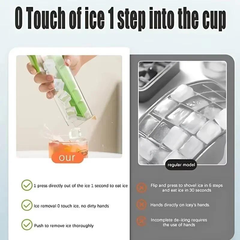 6 Grid Square Ice Cube Tray One Hand Press Silicone Ice Maker Mold Easy Release for Drinks Cocktails Home Kitchen