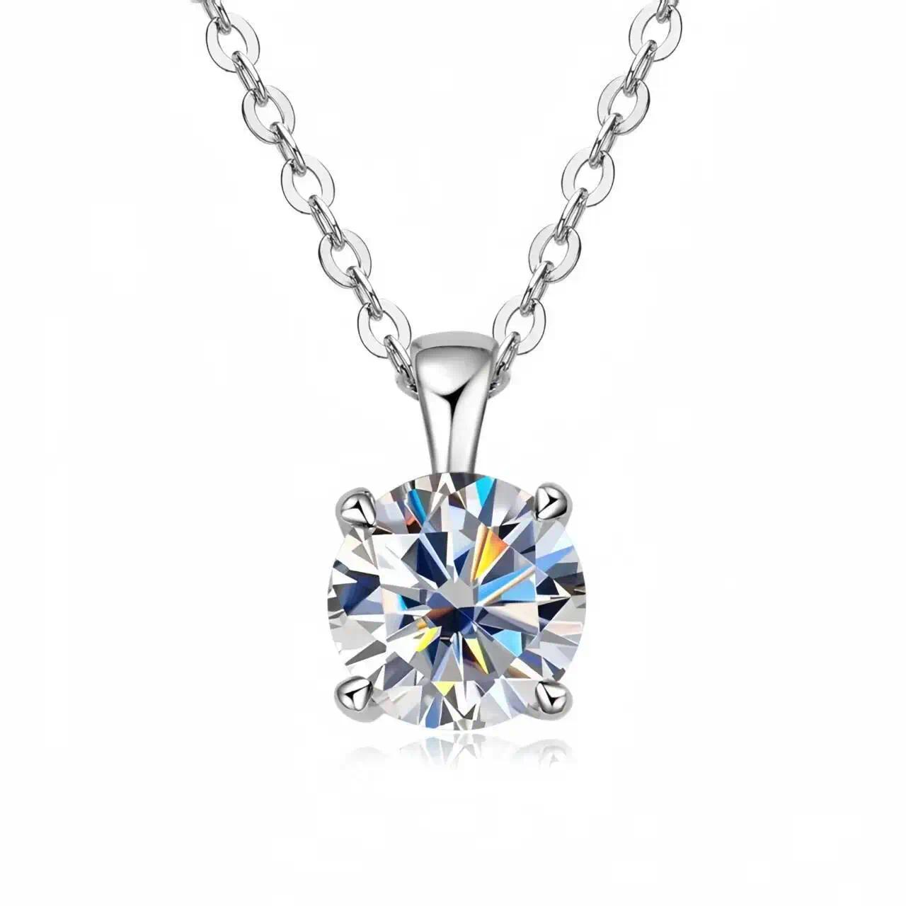 Ty 6.5mm 1 Carat D Moissanite Solitaire Drop Necklaces 18K Gold Plated Pendant Original Real 925 Silver Chain Jewelry For Women
